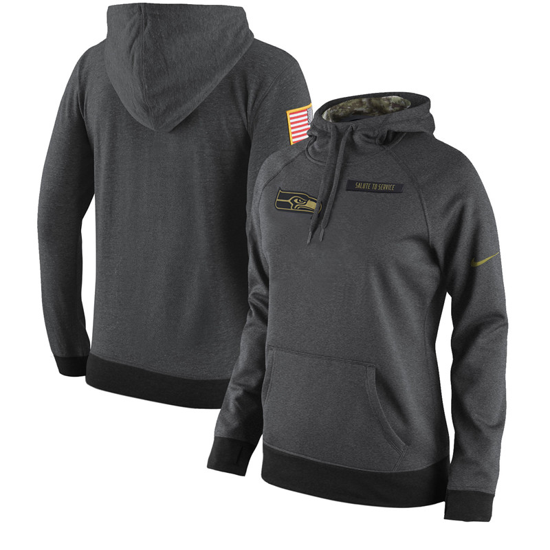 Women NFL Seattle Seahawks Nike Olive Salute To Service Hoodie